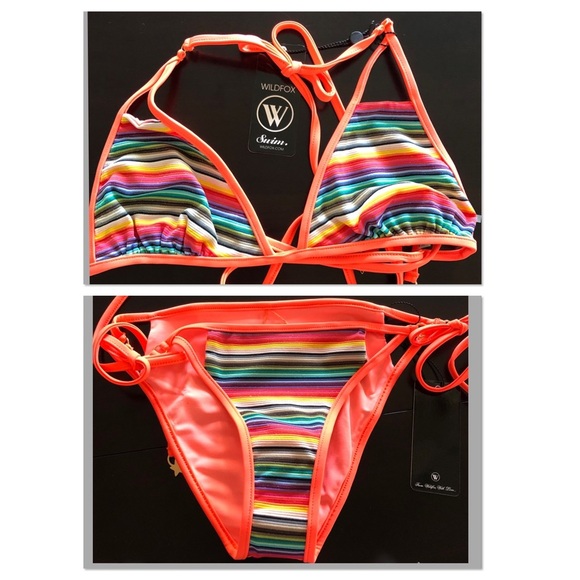 Wildfox Zooey multicolor rainbow triangle bikini top and matching string bikini - Picture 7 of 16
